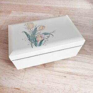 Vintage Music Box OTAGIRI Japan Lacquerware Tulips Floral Jewelry Bouquet